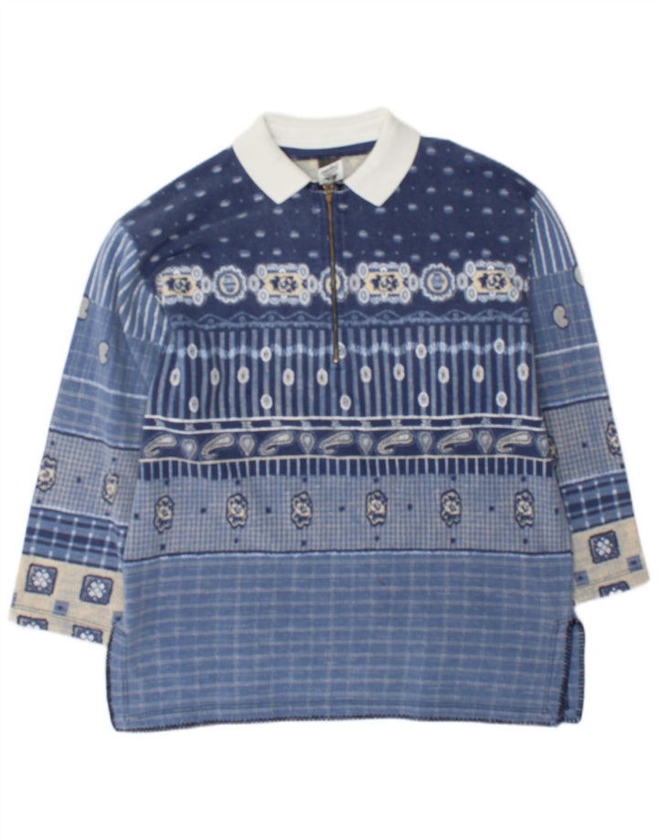 Felpa da uomo con collo alto Meeting, maglione patchwork blu medio