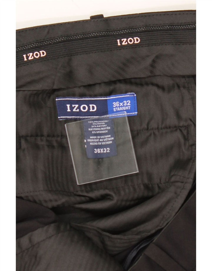 IZOD Mens Straight Suit Trousers W36 L32 Black Polyester Vintage Izod and Second-Hand Izod from Messina Hembry 