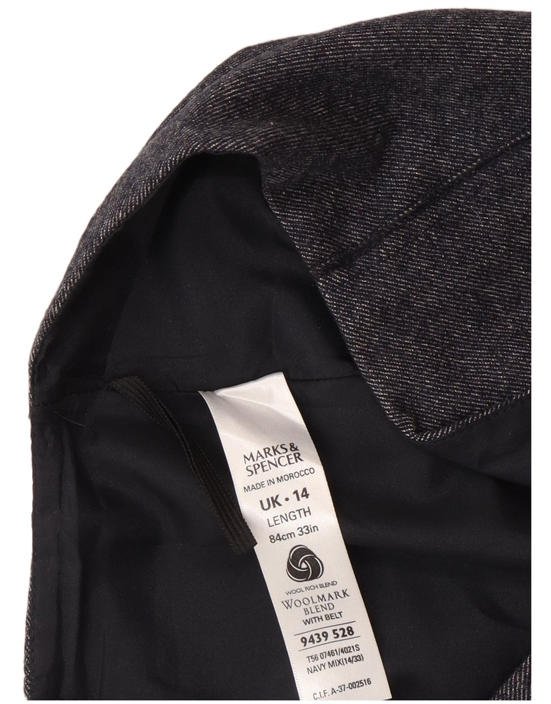 Gonna longuette da donna Marks & Spencer UK 14 media W30 lana blu navy