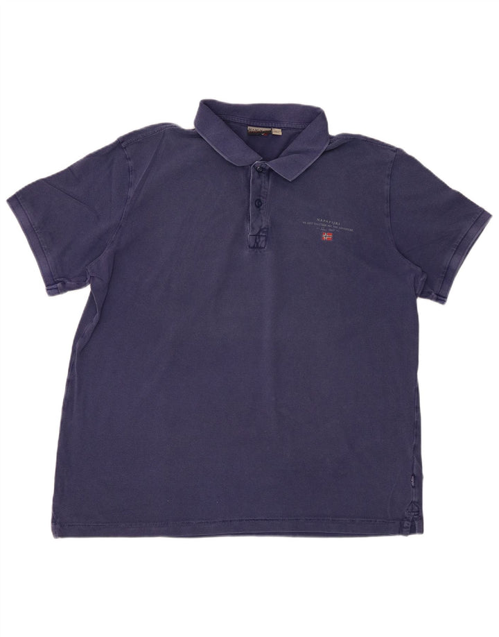 Polo da uomo NAPAPIJRI grande in cotone blu navy