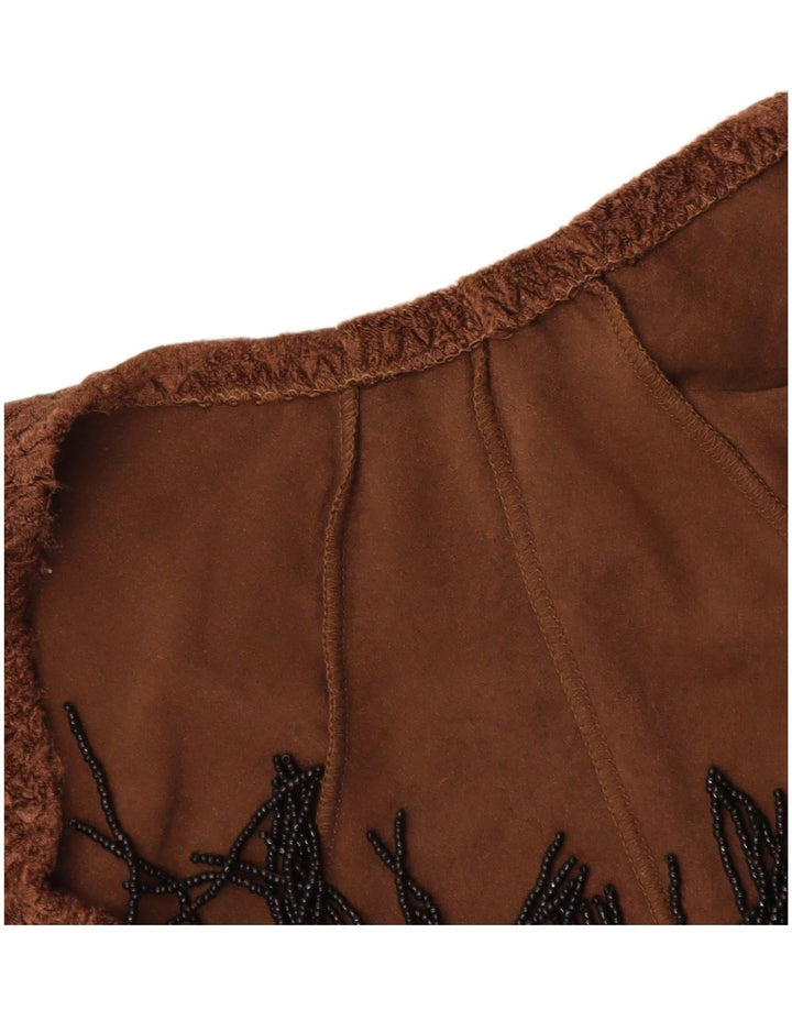 Body vintage da donna a maniche lunghe UK 12 Poliammide marrone medio