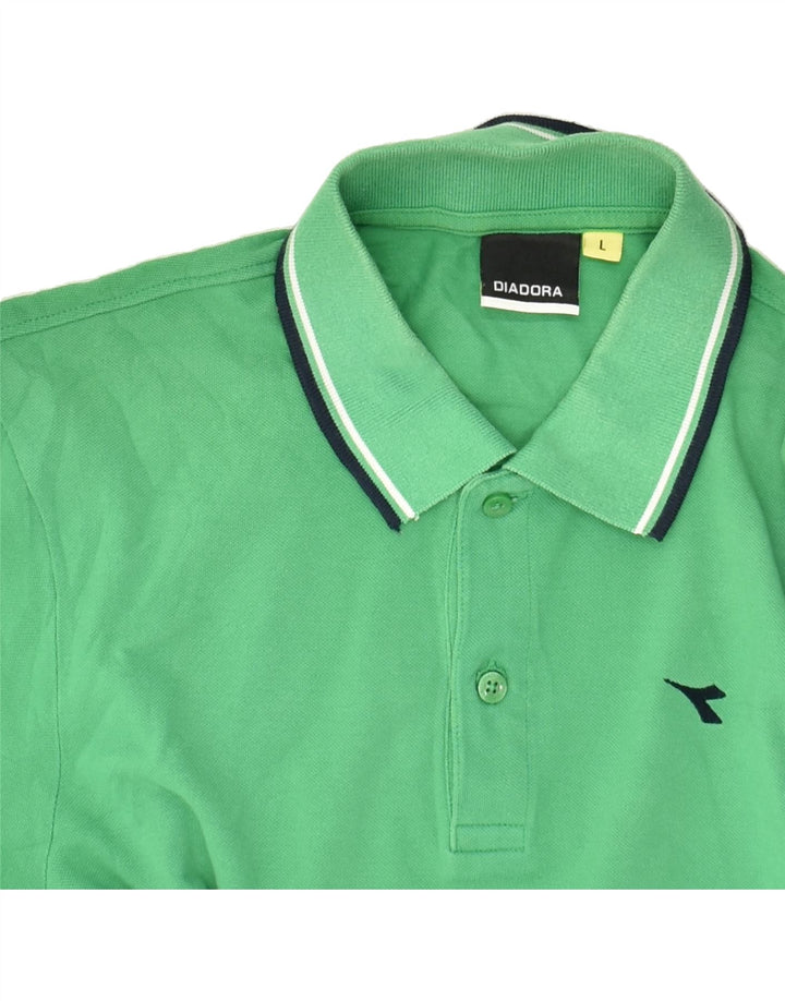 DIADORA Mens Polo Shirt Large Green Cotton | Vintage Diadora | Thrift | Second-Hand Diadora | Used Clothing | Messina Hembry 