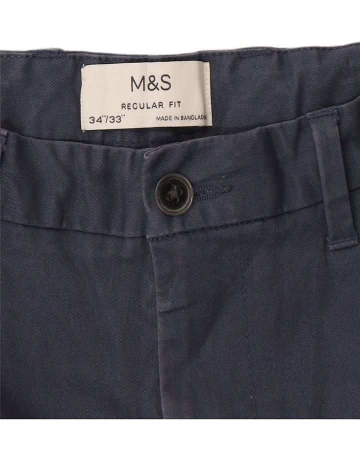 Pantaloni chino vestibilità regolare da uomo Marks & Spencer W34 L32 cotone blu