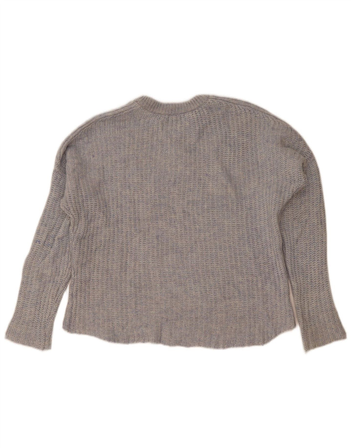 Maglione maglione oversize con scollo a barca da donna Zara UK 14 blu medio screziato