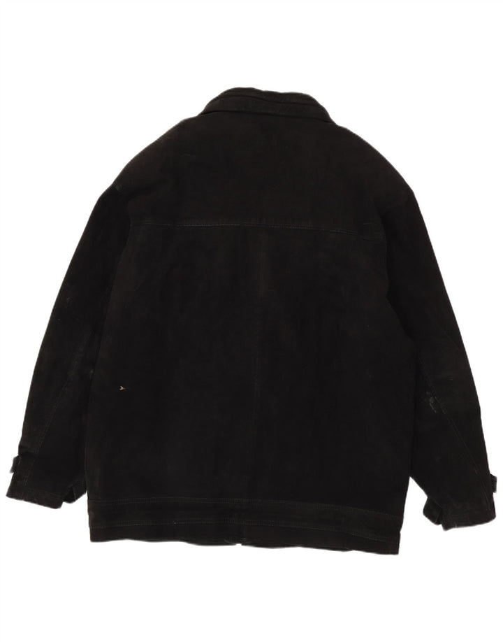 Giacca vintage in pelle scamosciata da uomo EU 52 XL in pelle nera