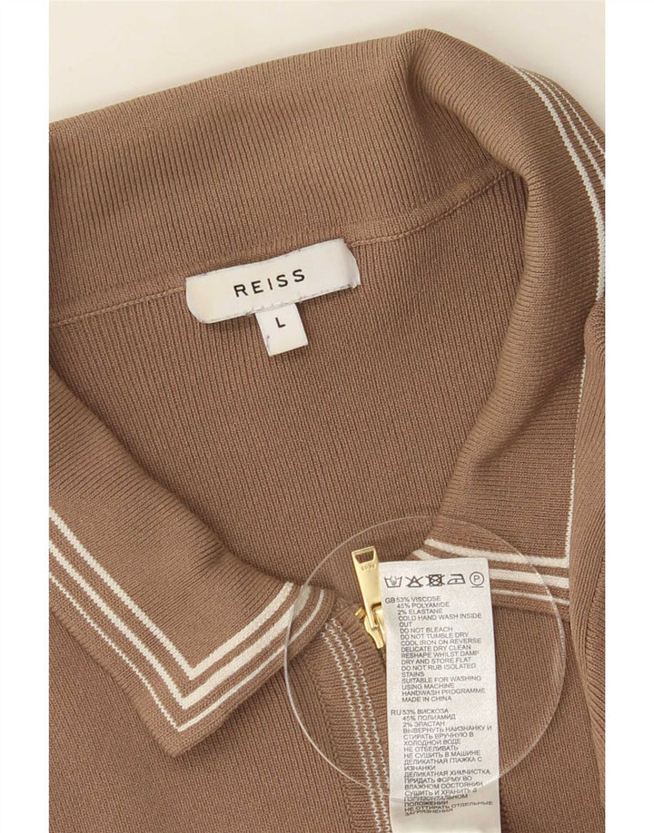 Maglione cardigan da uomo Reiss grande in viscosa marrone