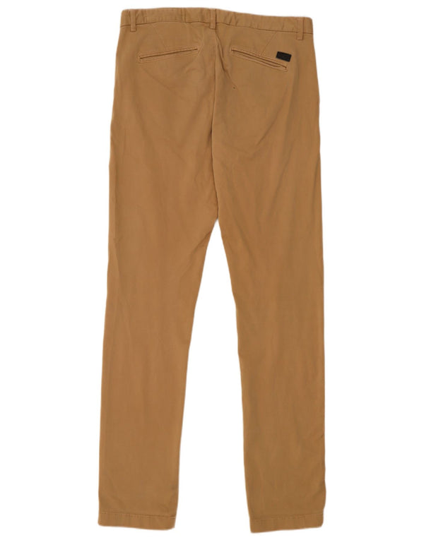 Ikks Mens Slim Chino Trousers W29 L32 Beige Cotton
