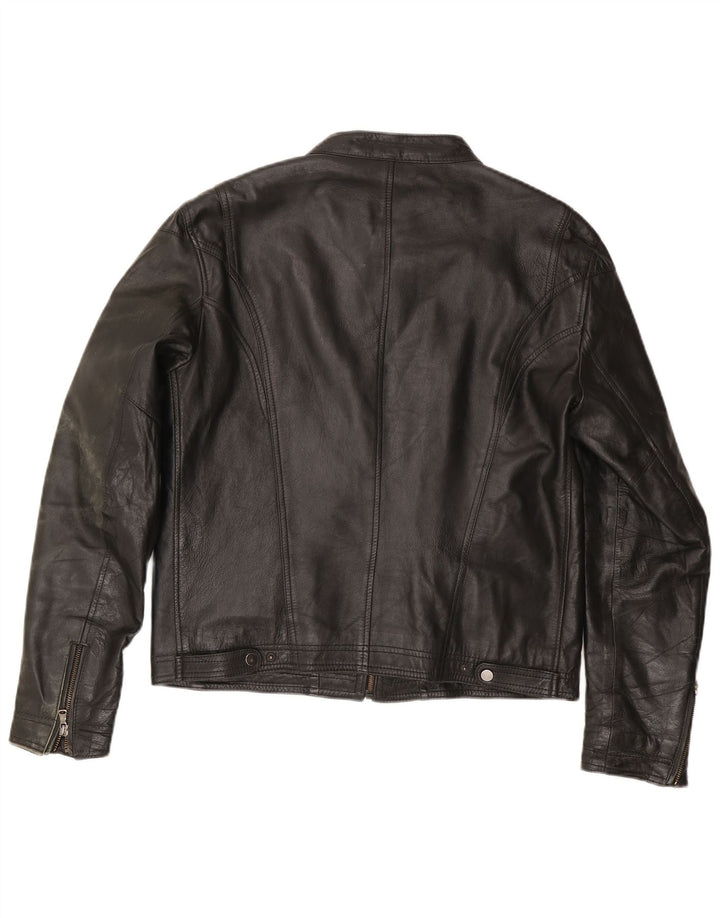 Giacca da pilota in pelle vintage da uomo IT 54 XL in pelle nera
