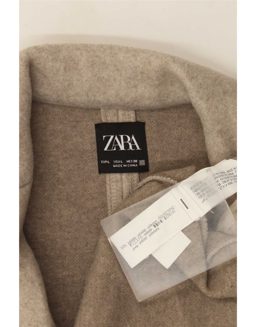 Soprabito aperto da donna Zara UK 16 grande poliestere beige