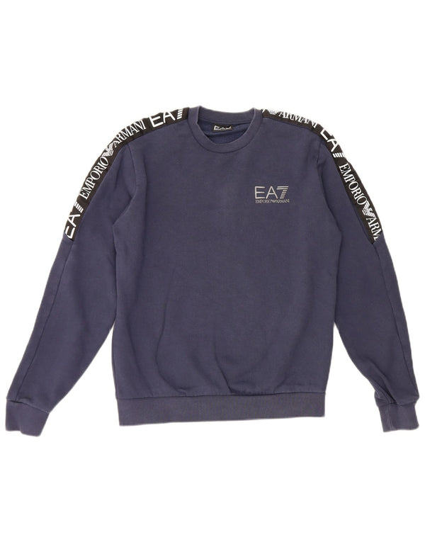 Felpa grafica da uomo Emporio Armani maglione XS blu navy color block