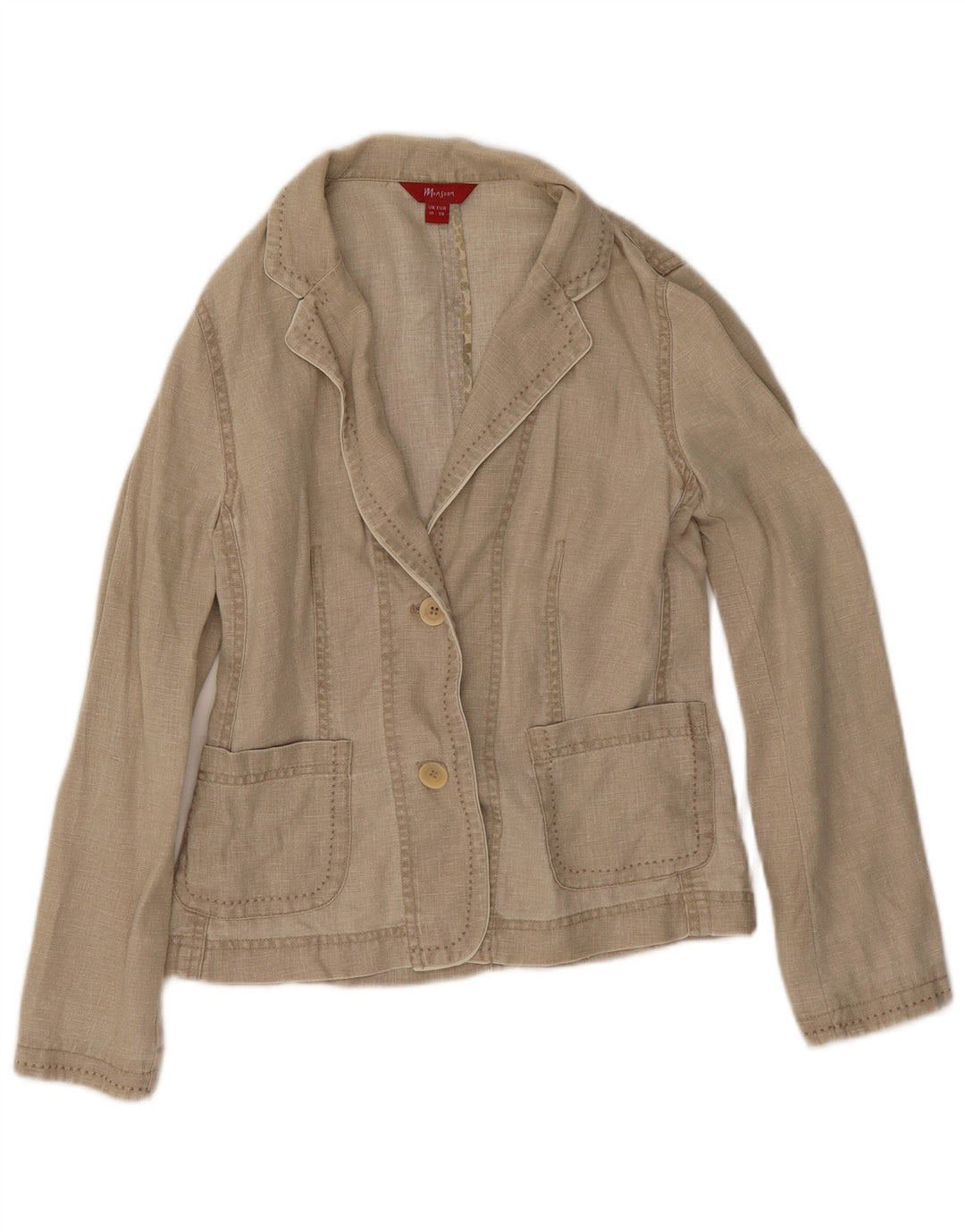 Giacca blazer a 2 bottoni da donna Monsoon UK 10 piccola in lino beige