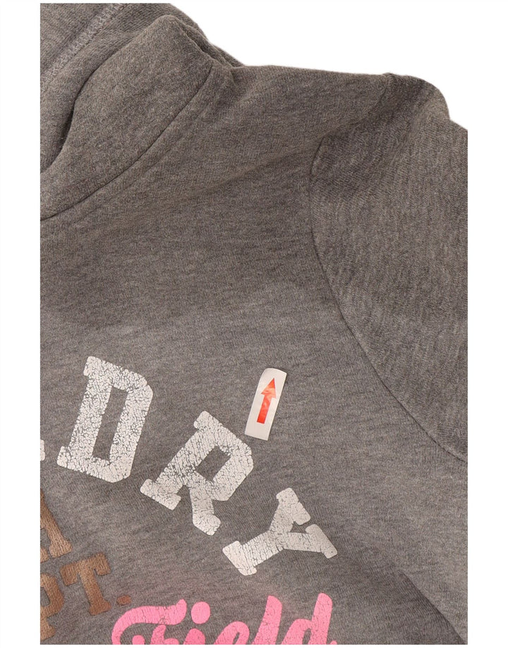 Felpa con cappuccio grafica da donna Superdry UK 12 grigio medio chiazzato