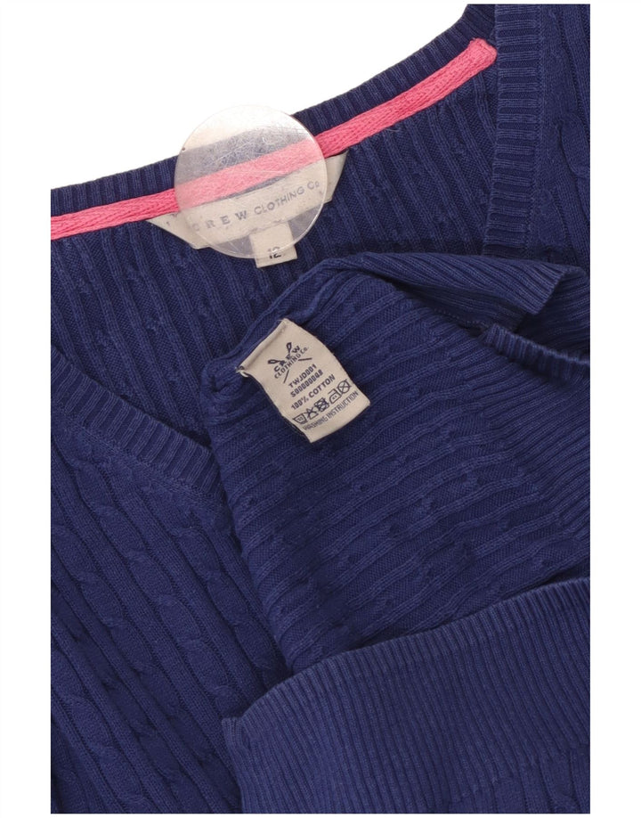 CREW CLOTHING Maglione da donna con scollo a V UK 12 Cotone blu medio