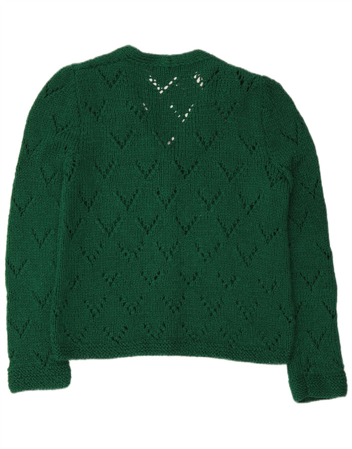 Maglione cardigan da donna vintage UK 12 verde medio