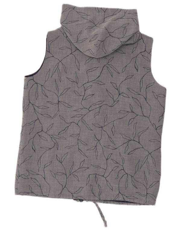 Gilet con cappuccio da donna Max Pierre UK 14 grande poliestere floreale grigio