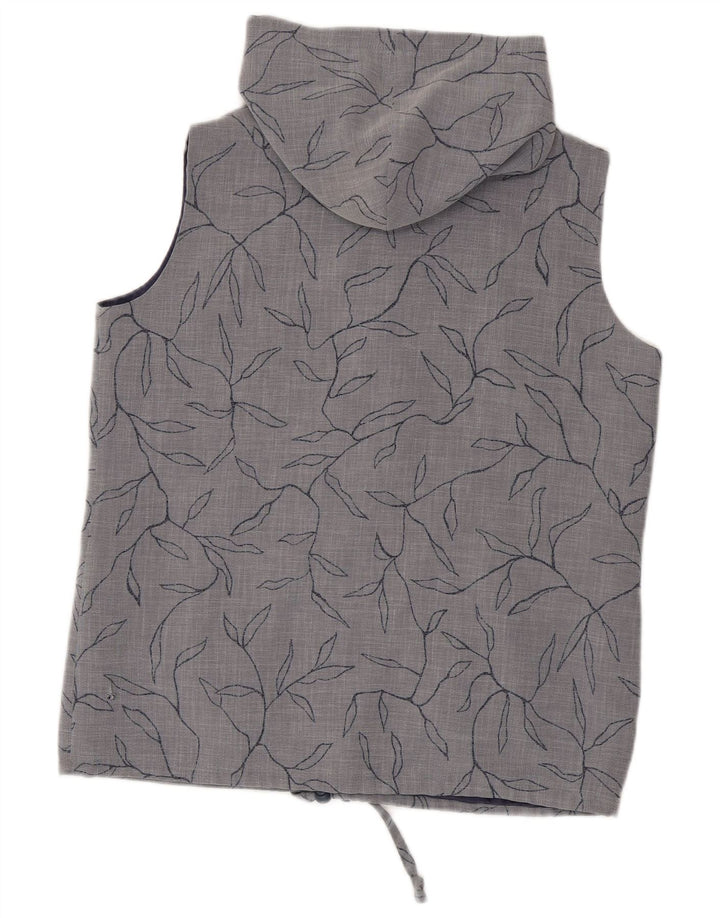 Gilet con cappuccio da donna Max Pierre UK 14 grande poliestere floreale grigio