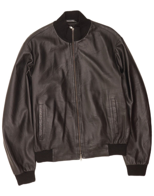 Vintage Mens Leather Jacket IT 50 Large Black Leather