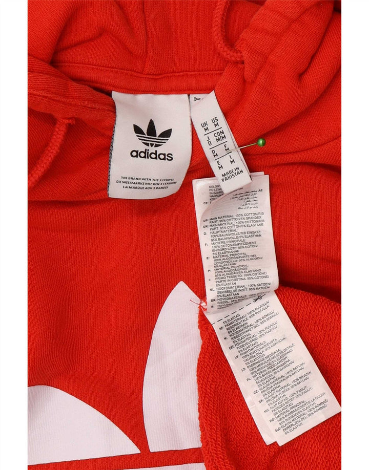 Maglione con cappuccio grafico da uomo Adidas in cotone rosso medio