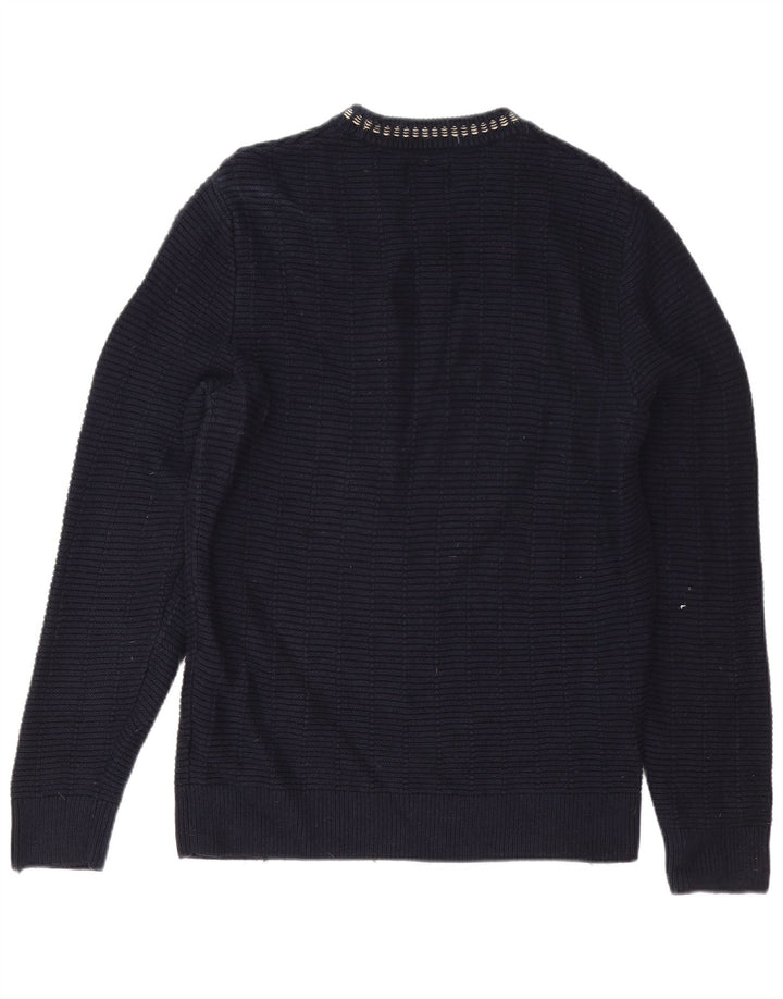 Maglione maglione girocollo da uomo Farah grande cotone blu navy