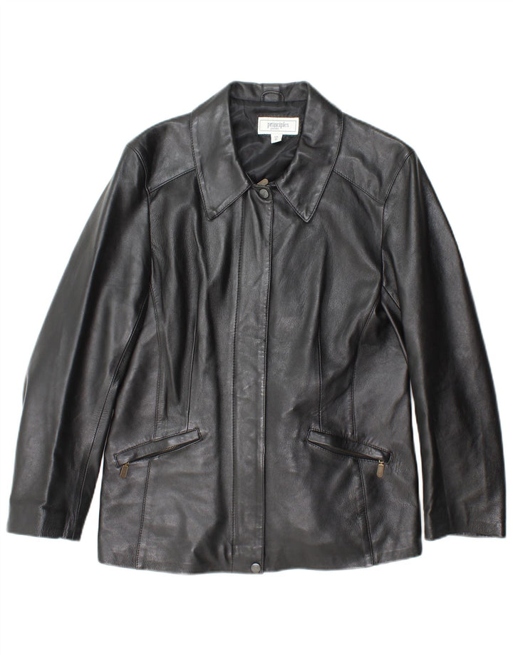 Giacca in pelle Petite da donna Principles UK 12 Pelle nera media