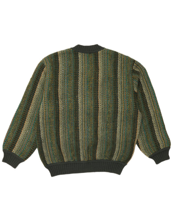 Maglione maglione girocollo da uomo Rosella XL a righe verdi