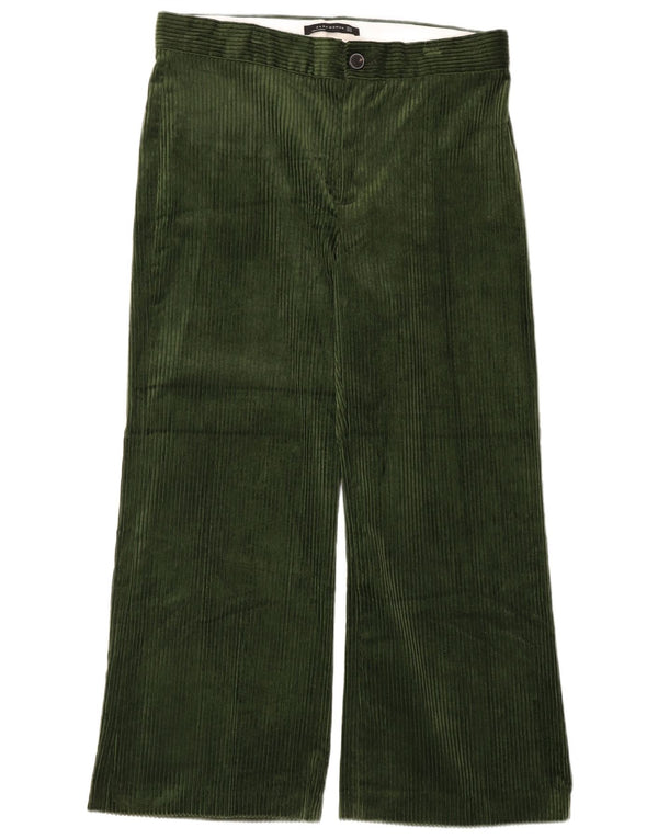 Pantaloni Zara da donna in velluto a coste a gamba larga a vita alta XL W32 L28 Verdi