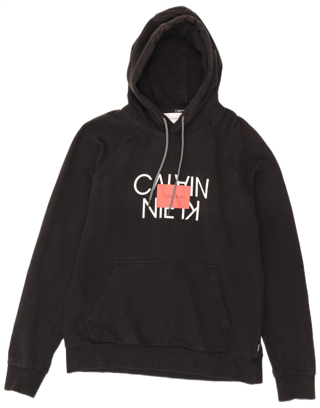Maglione con cappuccio grafico da uomo Calvin Klein in cotone nero medio