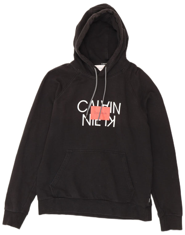 Maglione con cappuccio grafico da uomo Calvin Klein in cotone nero medio