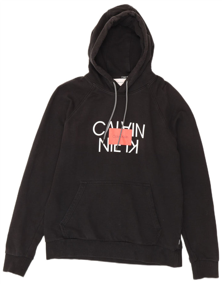 Maglione con cappuccio grafico da uomo Calvin Klein in cotone nero medio