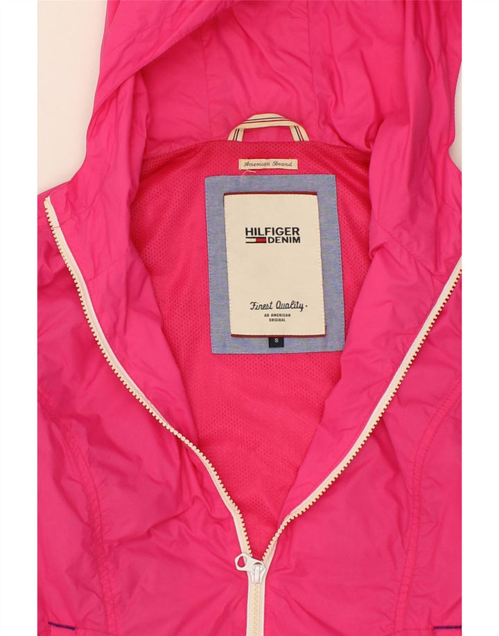 TOMMY HILFIGER Womens Hooded Rain Jacket UK 10 Small Pink Nylon Vintage Tommy Hilfiger and Second-Hand Tommy Hilfiger from Messina Hembry 