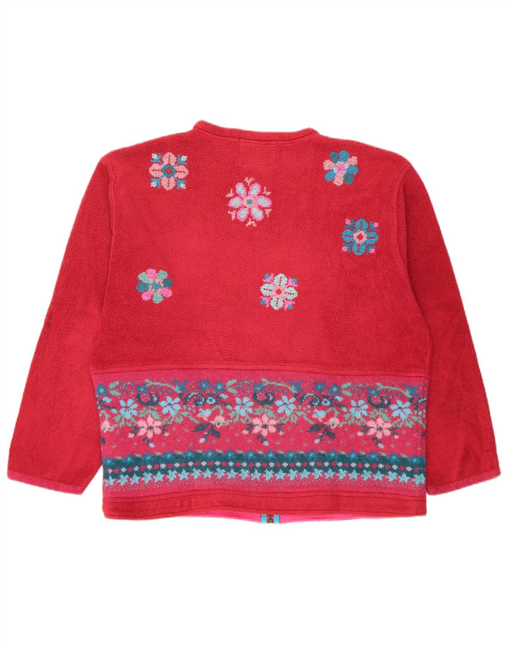 Giacca in pile oversize da donna Silvy UK 14 Poliestere floreale rosso medio