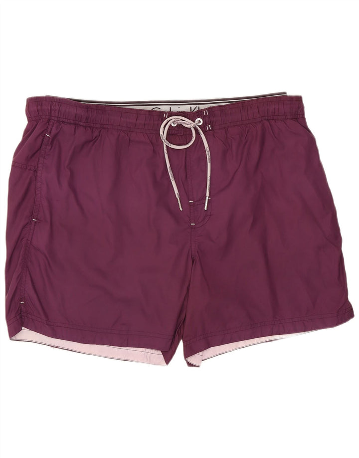 Pantaloncini da bagno da uomo Calvin Klein grandi in nylon viola