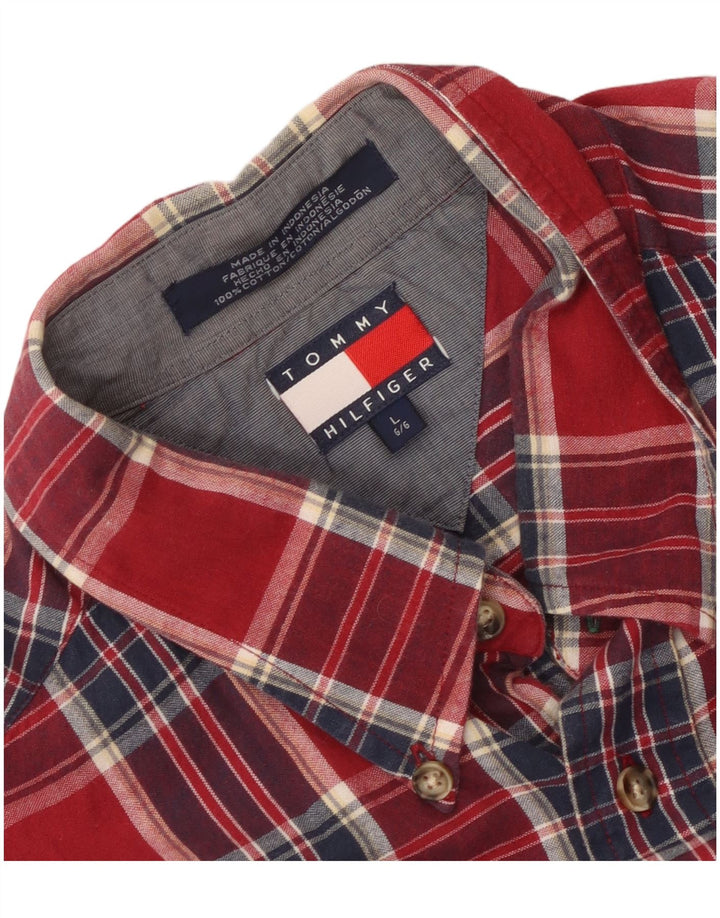 Camicia da uomo Tommy Hilfiger grande cotone a quadri rossi