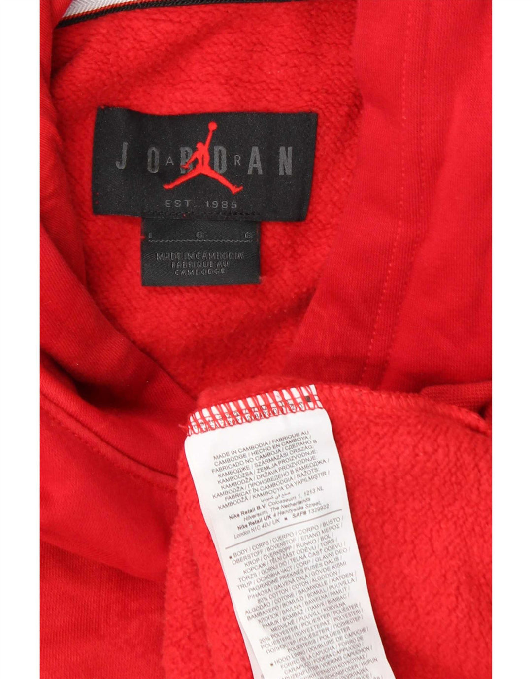 Felpa con cappuccio da uomo Jordan Large rossa geometrica in cotone
