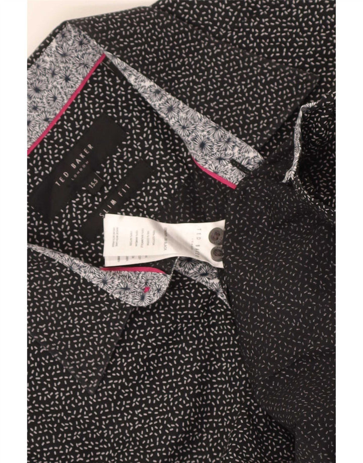 Ted Baker Camicia da uomo slim fit con motivo astratto taglia 15 1/2 media nera