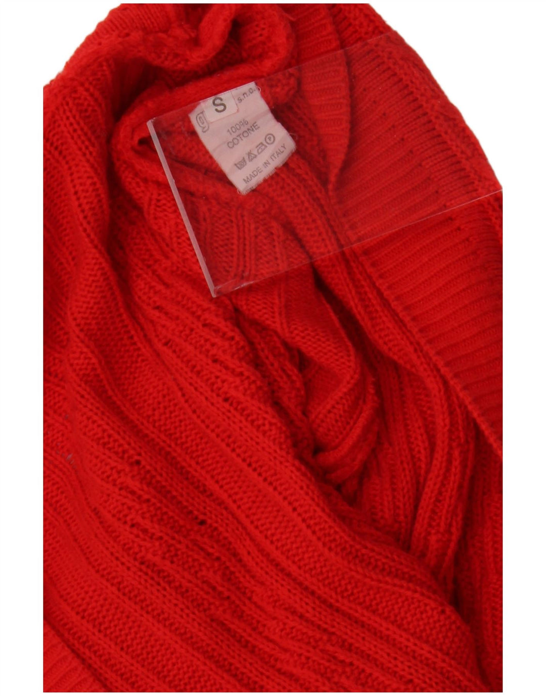 Maglione cardigan lungo oversize da donna VINTAGE UK 10 piccolo cotone rosso