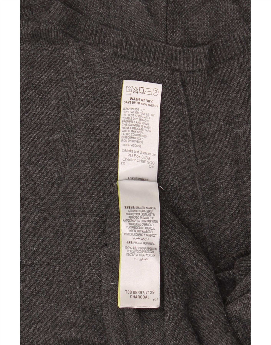 Marks & Spencer Maglione da donna con scollo a barca con maniche a 3/4 UK 12 Medio Gre