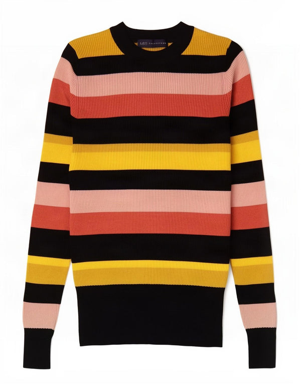 Maglione maglione girocollo da donna Marks & Spencer UK 14 grande multicolore