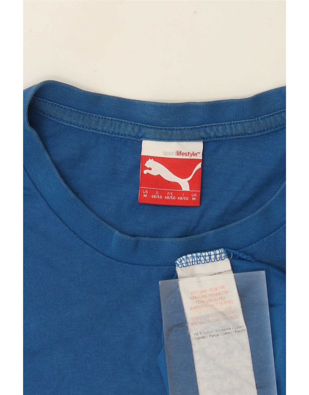 T-shirt grafica da uomo Puma Top in cotone blu medio