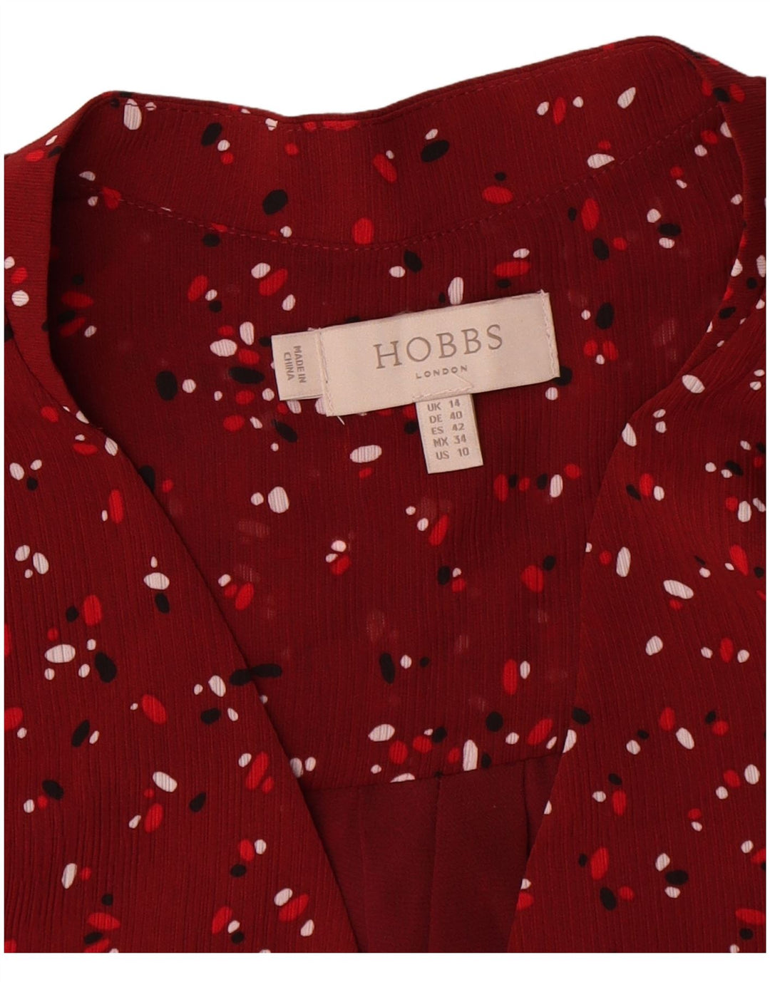 Abito a trapezio a maniche lunghe da donna Hobbs UK 14 Grande poliestere floreale rosso