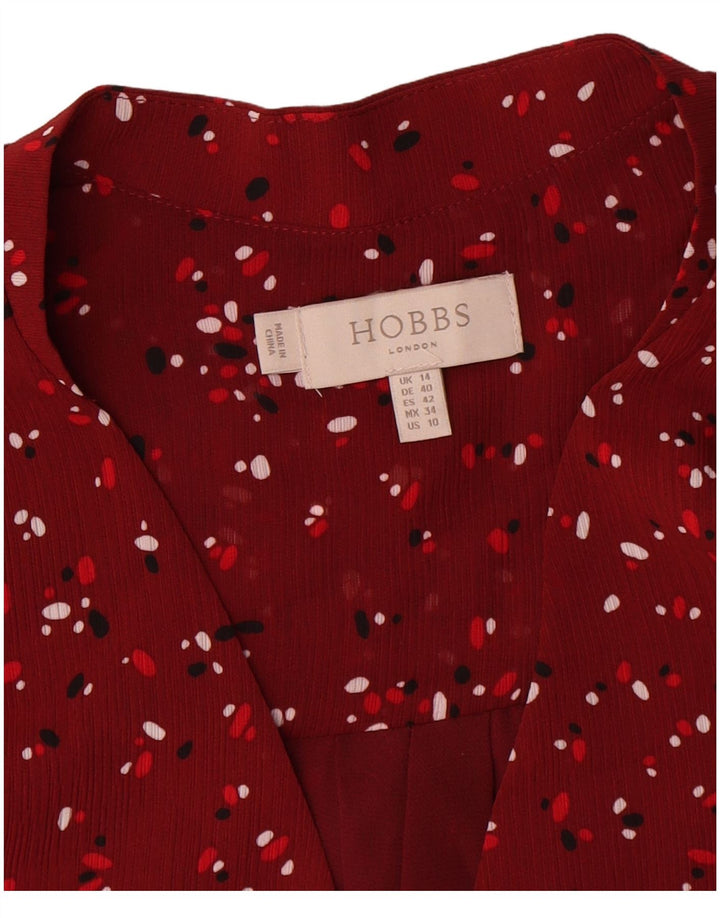 Abito a trapezio a maniche lunghe da donna Hobbs UK 14 Grande poliestere floreale rosso