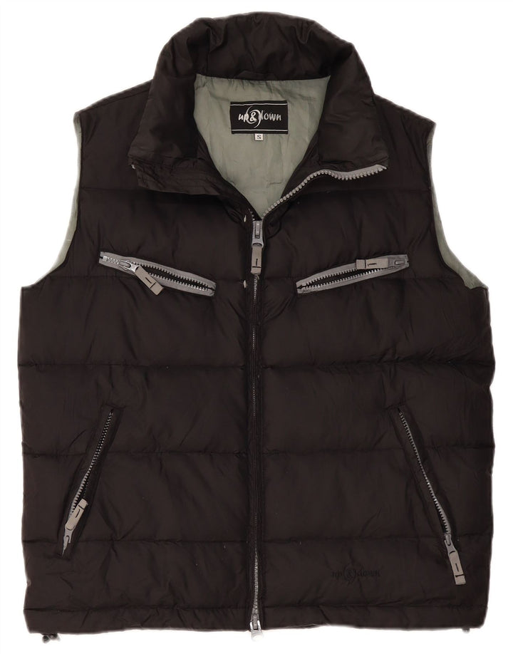 Gilet imbottito vintage da uomo piccolo in nylon nero