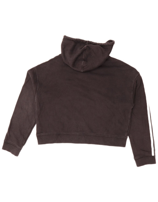 Maglione con cappuccio oversize corto da donna Adidas UK 8 piccolo cotone nero