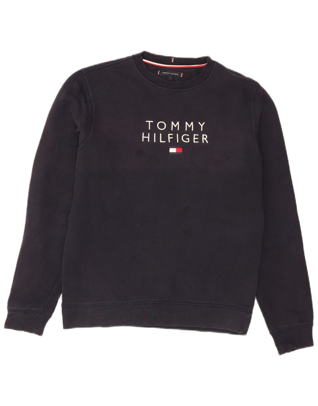 Tommy Hilfiger Felpa grafica da uomo Maglione piccolo cotone blu navy