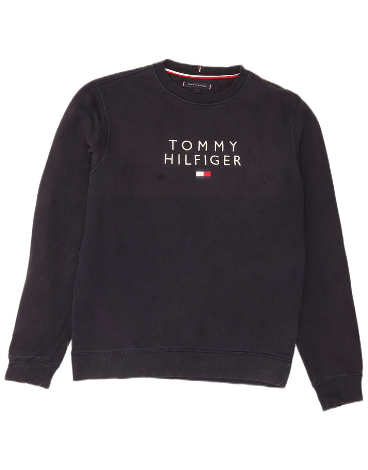 Tommy Hilfiger Felpa grafica da uomo Maglione piccolo cotone blu navy