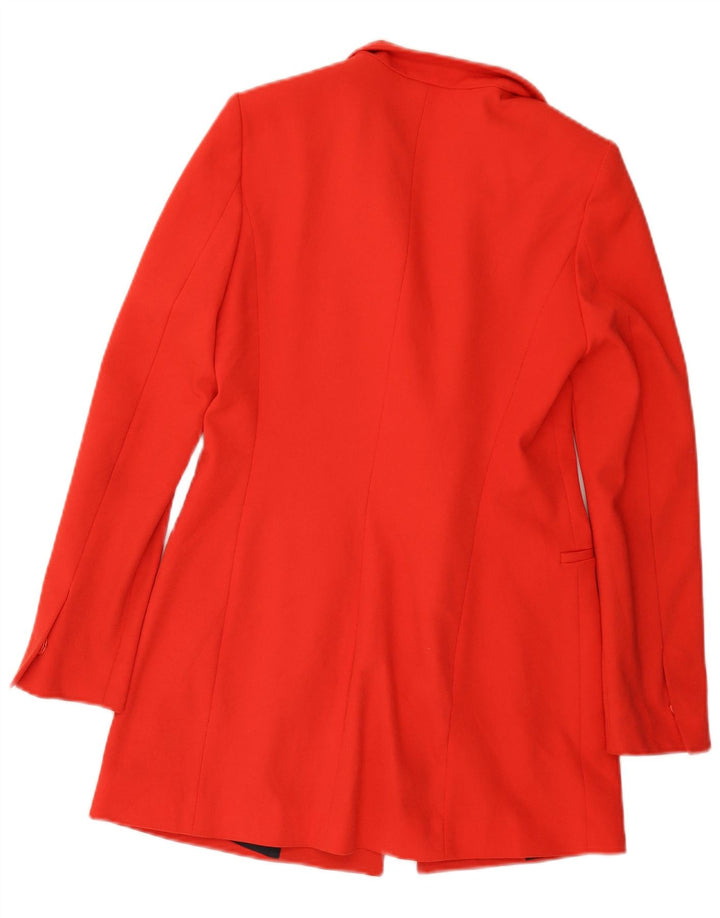 Giacca blazer lunga da donna ZARA UK 12 medio rosso poliestere