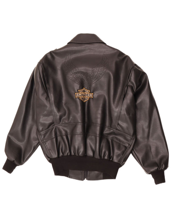 American Legend Giacca da uomo in pelle con grafica Motorstyle UK 40 Large Nera