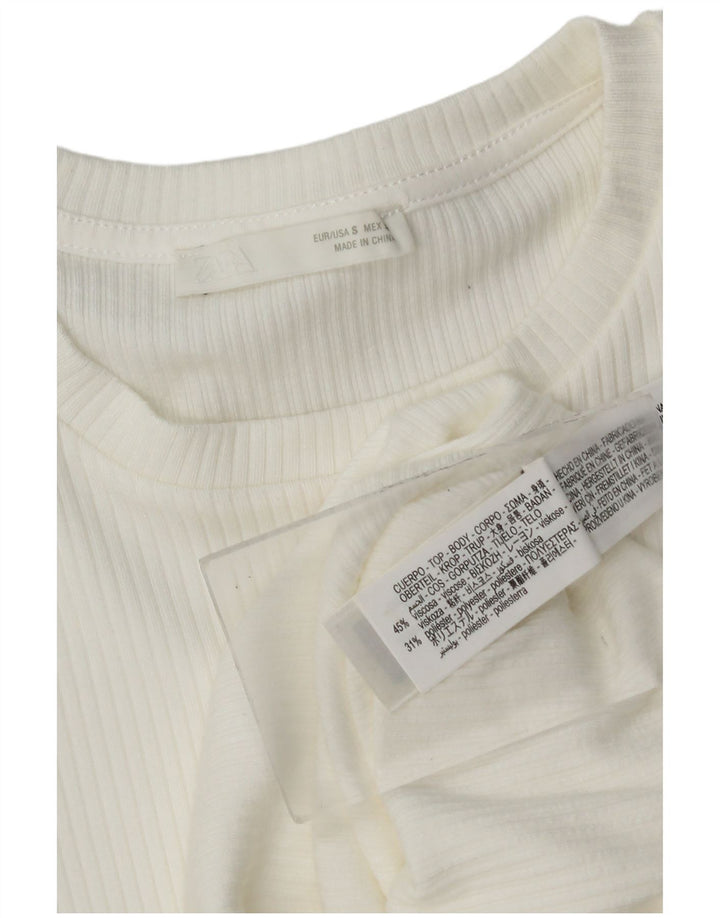 Top corto a pipistrello corto da donna Zara UK 8 piccolo in viscosa bianca