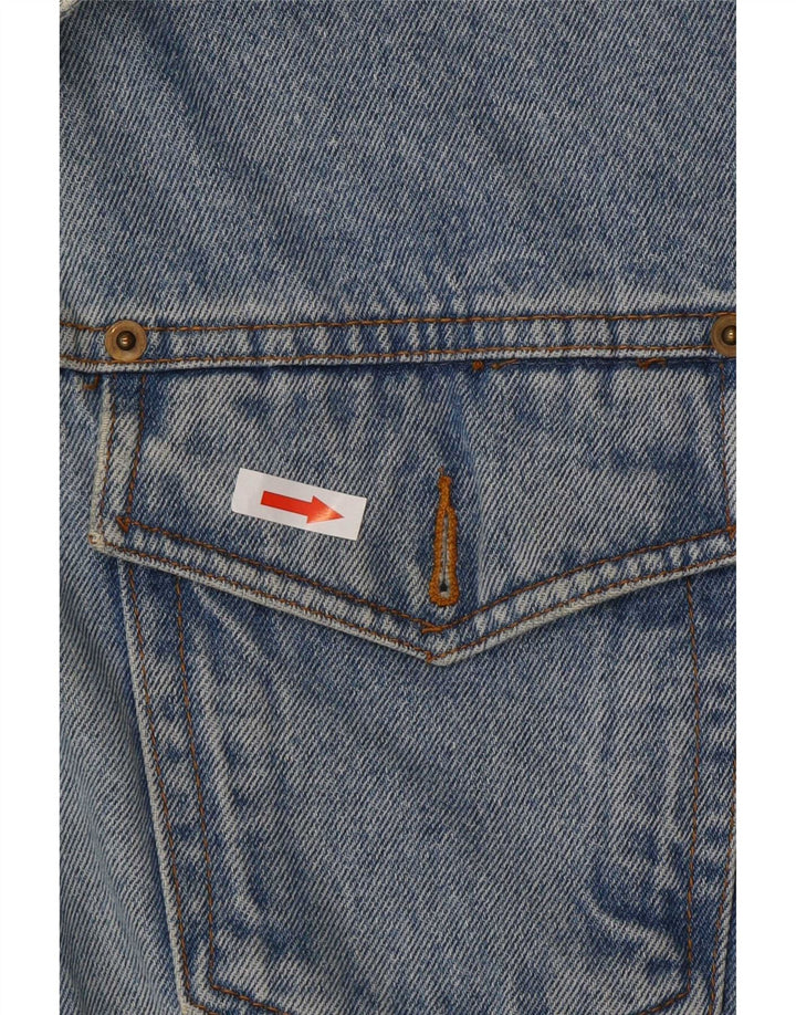 Giacca di jeans grafica da uomo vintage UK 38 Cotone blu medio