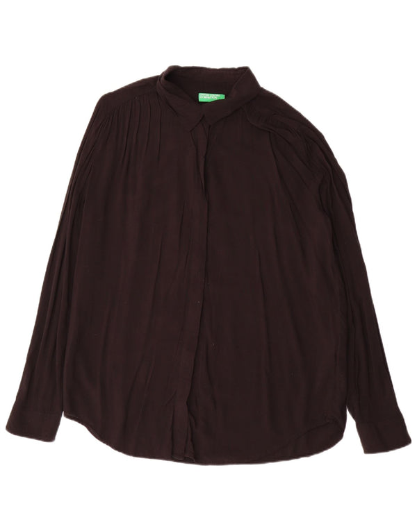 Camicetta camicia oversize da donna Benetton UK 16 grande viscosa nera